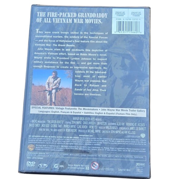 The Green Berets DVD John Wayne Vietnam War Movie New Sealed 1996 - Picture 2 of 10